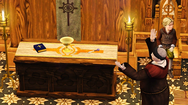 Bible, Chalice, Aspergillum, Paten