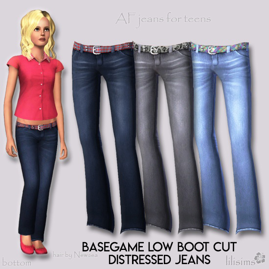lilisims_BGLowRiseBootCutDistressedJeans_TEF.zip