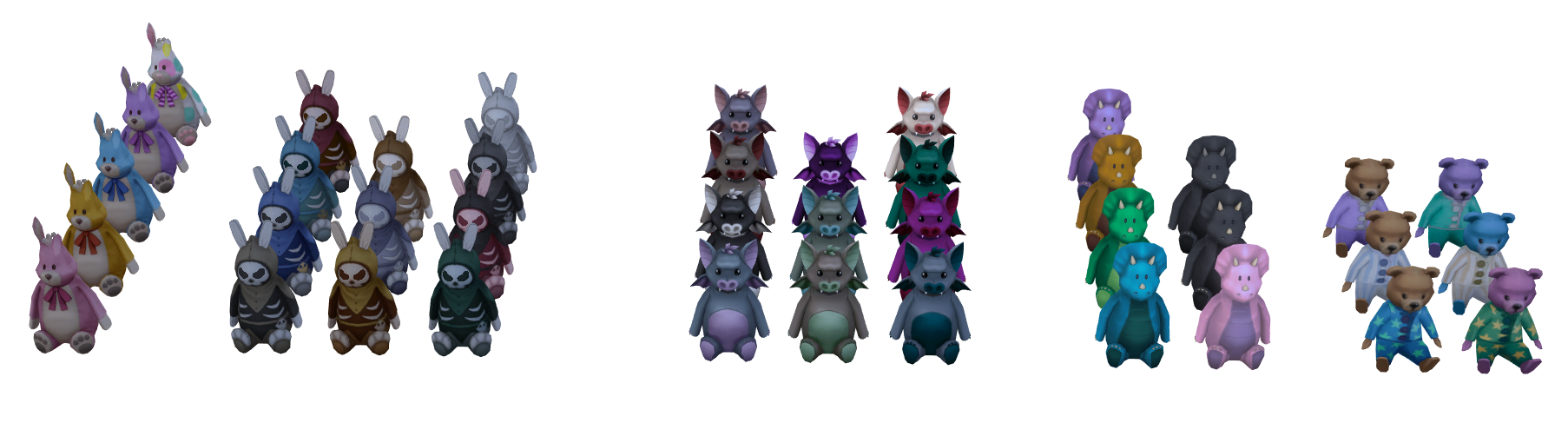 Mini Bun Bun, Nibbles the Grimtern, Bearcula, Drago, and TumTum
